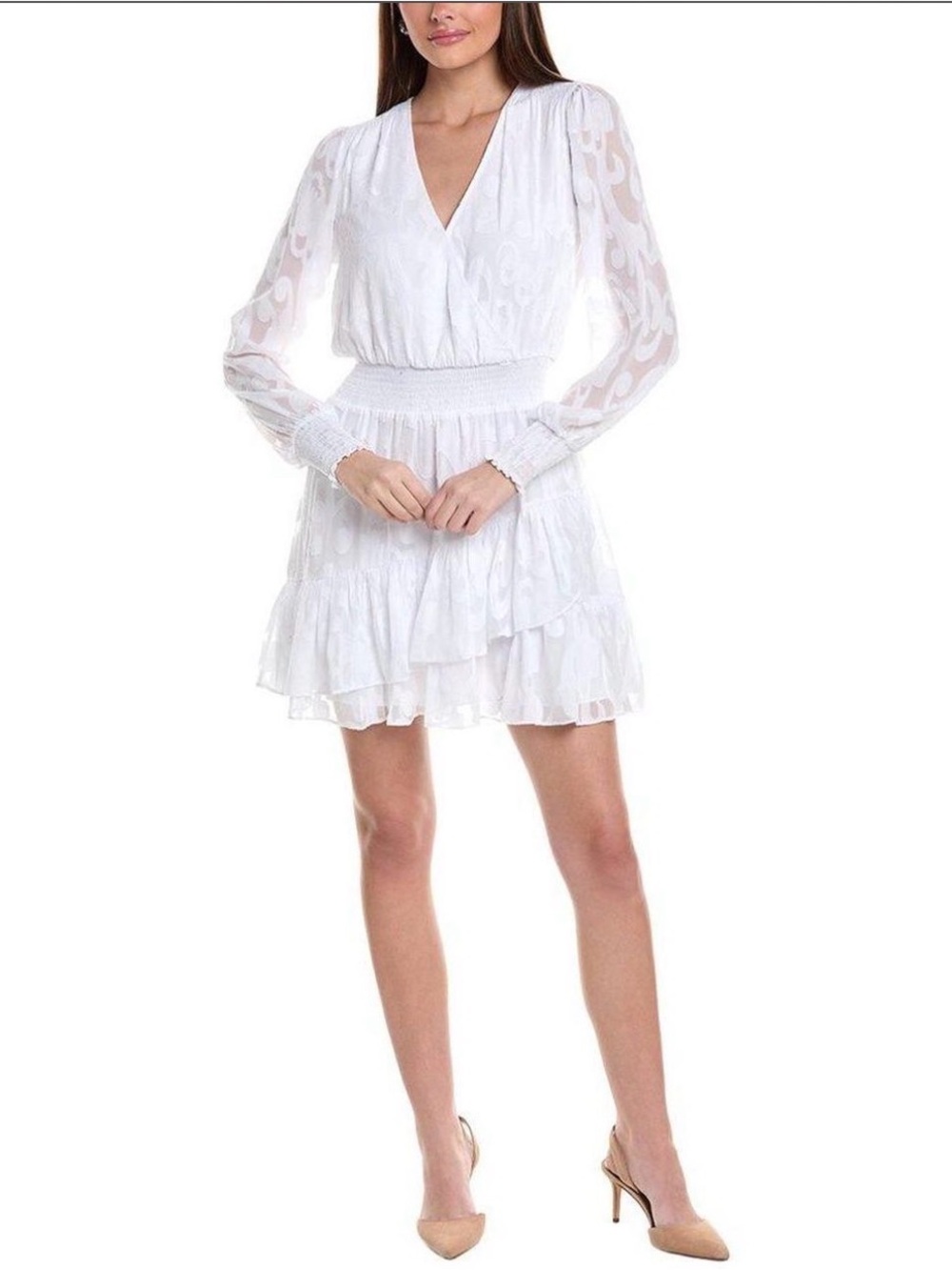 Lilly Pulitzer Cristiana Long Sleeve Dress Resort White Swirl Clip Mini Size 2